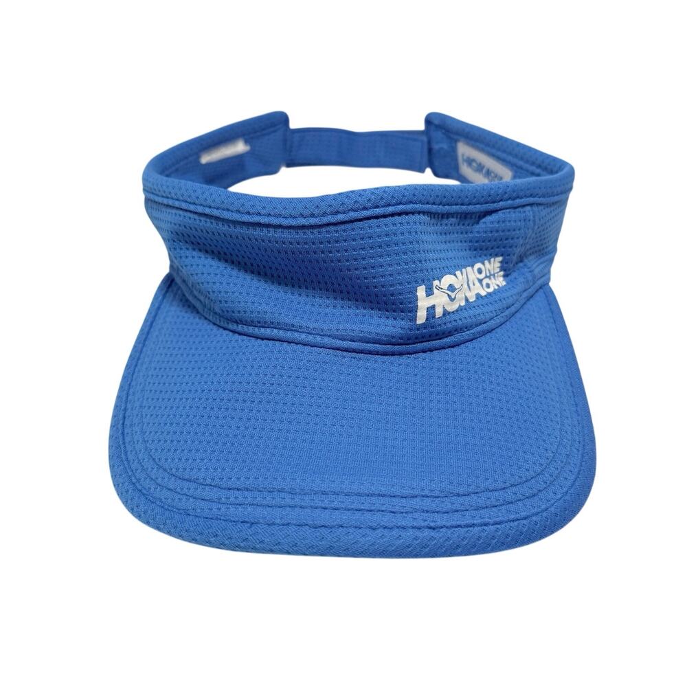 HOKA Logo Sun Visor OS Blue Lightweight Packable Running Outdoor Unisex